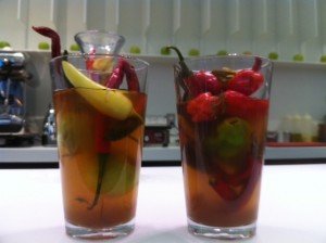 brine in pint glasses