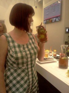 katy holding brine glass